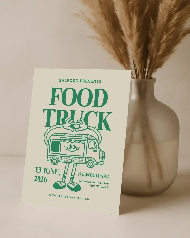 Angled A4 Flyer Mockup Next To Glass Vase With Dried Flowers Warm Neutral Tones Natural Light