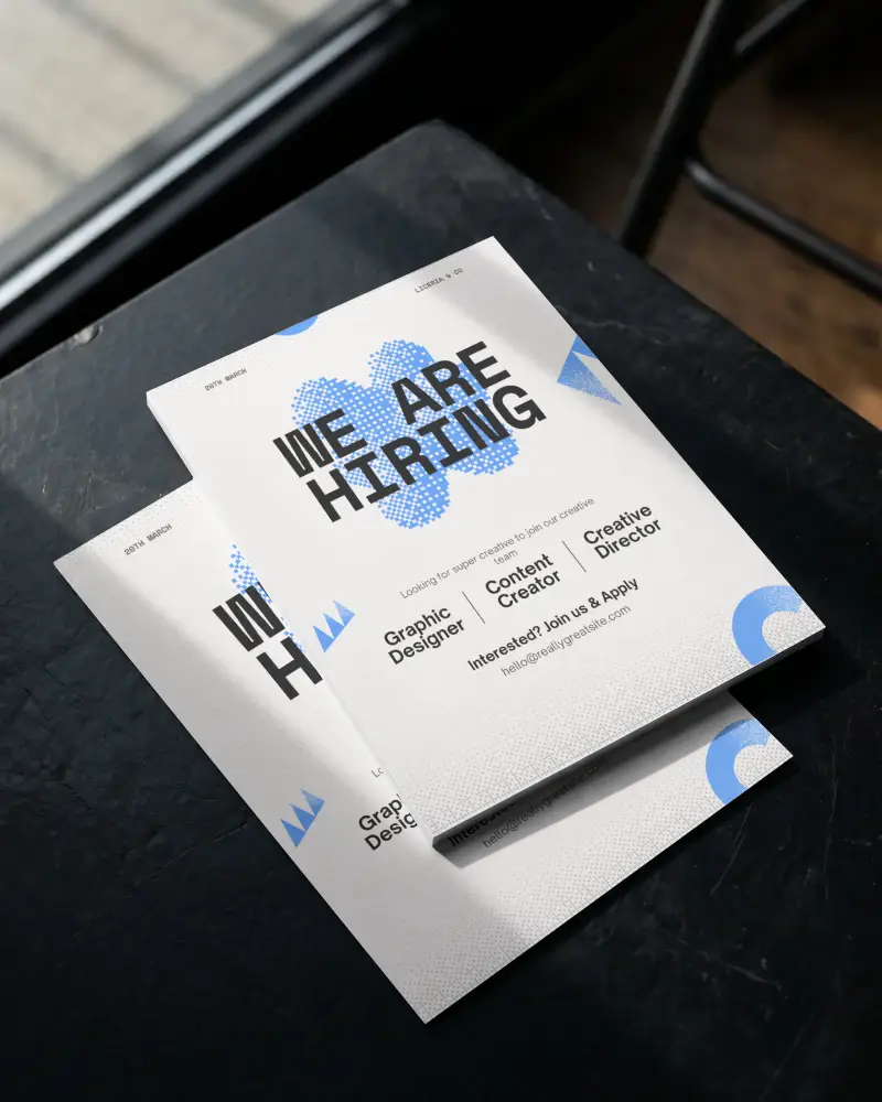 Blank Flyer Mockup With Paper Texture On Desk For Branding Design Presentation