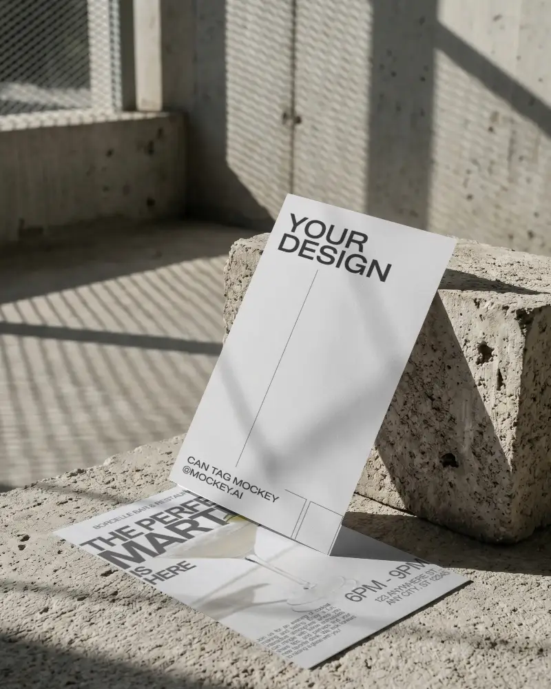 Blank Flyer Mockup With Stone Texture Background For Minimalist Presentation Template