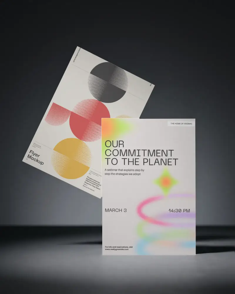 Blank Flyer Mockup Showcasing Clean Minimalist Design In Studio Setting For Print