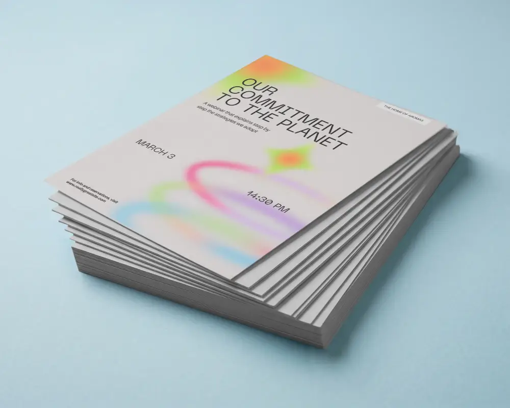 Stack Of Unprinted Paper Flyers Mockup On Minimalistic Background Layout