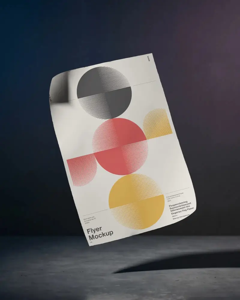 Blank Flyer Mockup Floating Over Textured Surface Clean Background For Design