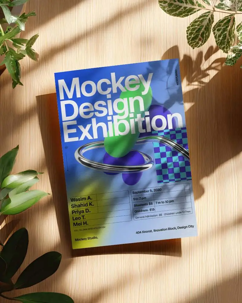 high-resolution-flyer-mockup-showcasing-shadow-play-from-nearby-plants-on-textured-wood