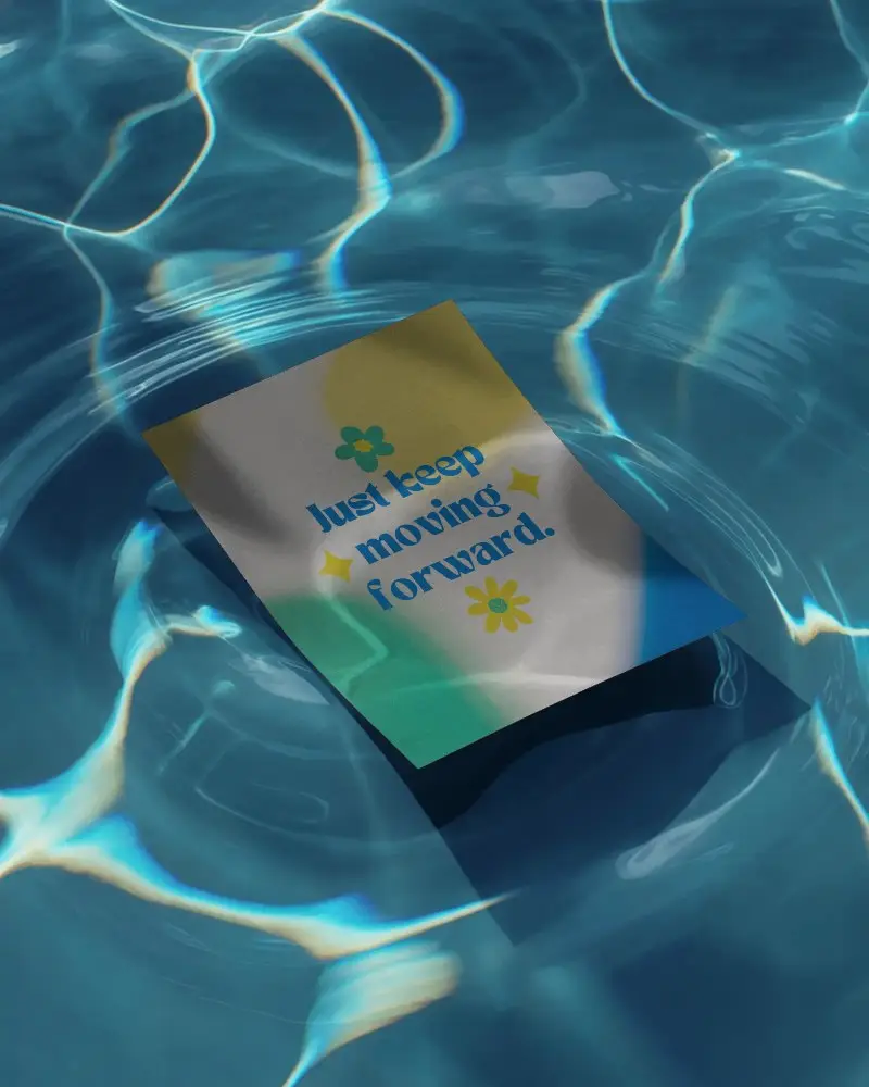 Water Splash Flyer Mockup Showcasing Paper Texture Floating In Clear Water Surface