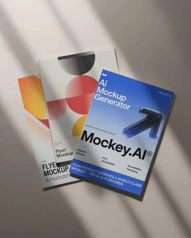 Realistic Flyer Mockup Set Showcasing Empty Pages For Marketing And Advertising