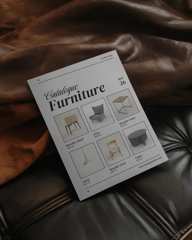 Premium Texture Flyer Mockup On Soft Leather Background For Showcasing