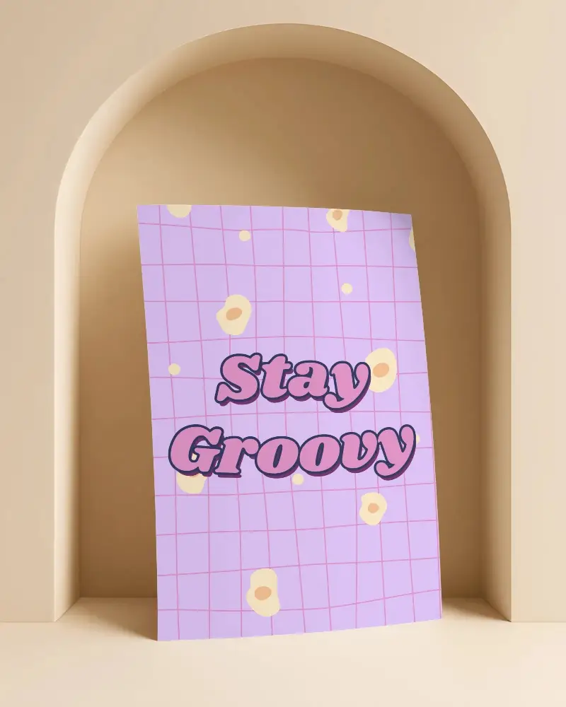 Curved A6 Flyer Mockup In Beige Arched Niche Soft Shadow Warm Lighting Minimalist Style
