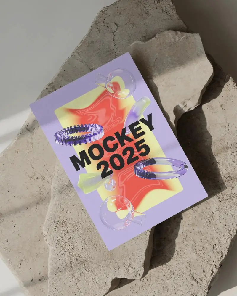 Minimalist Stone Background Stylish Flyer Mockup For Modern Design Presentation