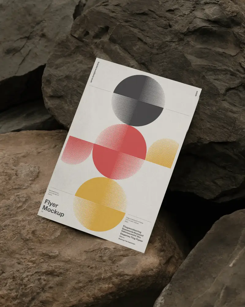 Minimal Flyer Mockup On Natural Rock Texture For Stylish Presentation And Promotional Material