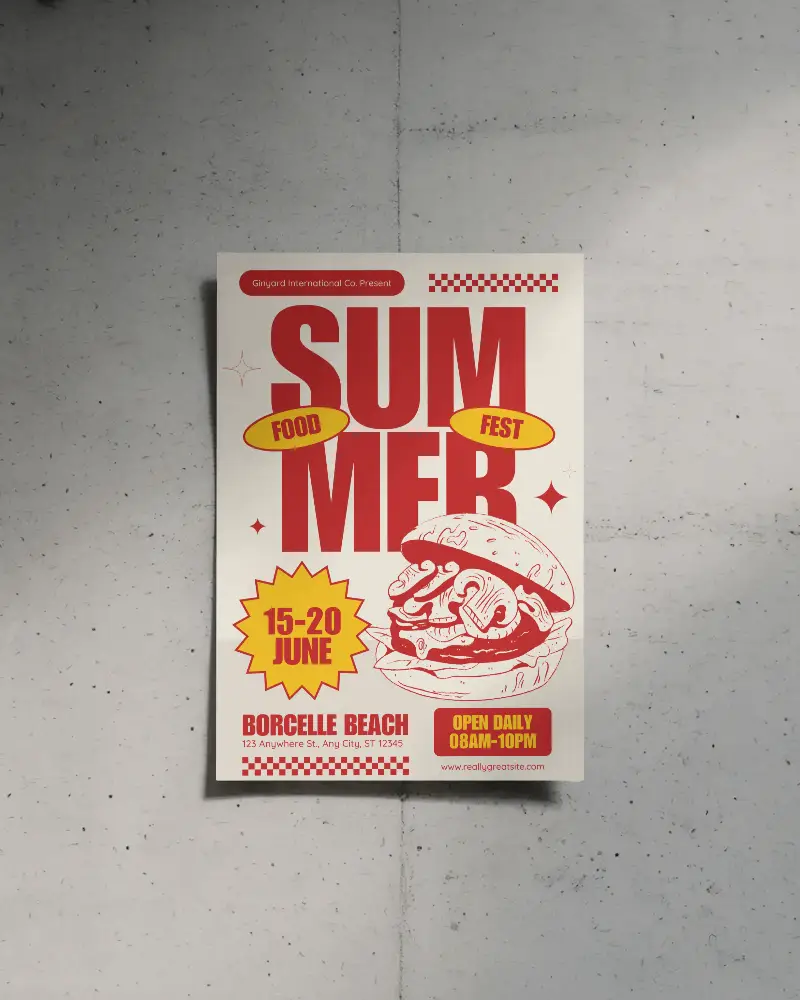 Blank Flyer Mockup Hanging On Raw Concrete Wall For Advertisement Presentation