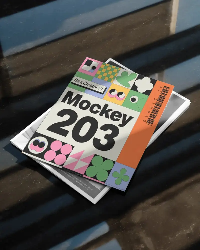 Blank Flyer Mockup On Marble Surface With Natural Light For Design Presentation