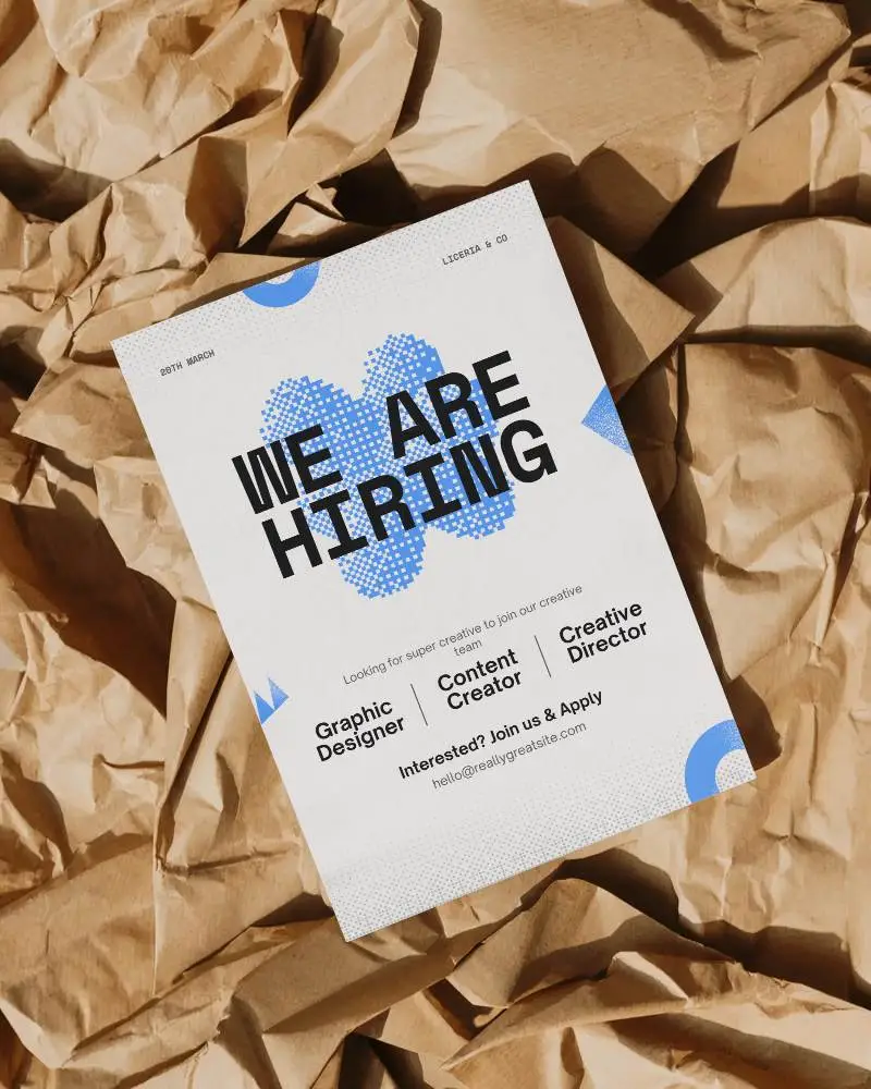 Blank Flyer Mockup On Textured Crumpled Paper Background For Design Presentation