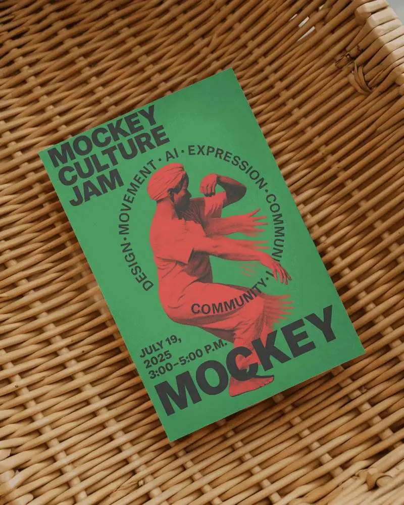 Vertical Flyer Mockup Placed On Crafted Wicker Rattan Surface For Presentation