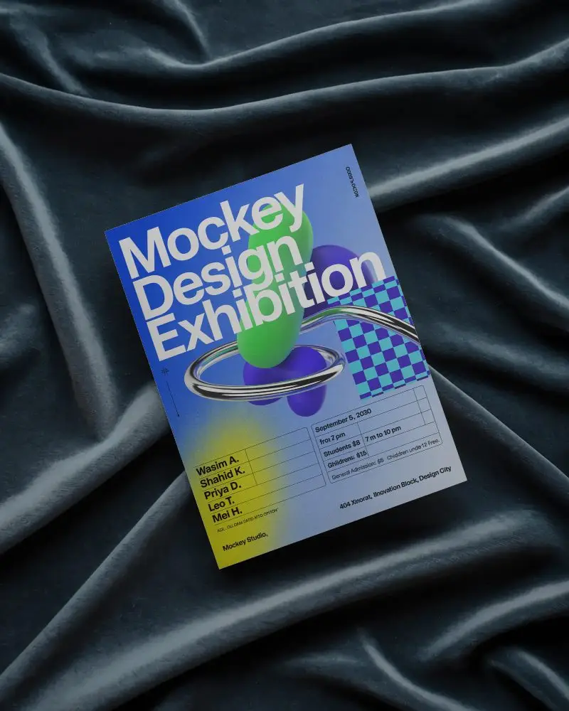 Minimalist Flyer Mockup With Soft Fabric Background Clean Blank Design For Presentation