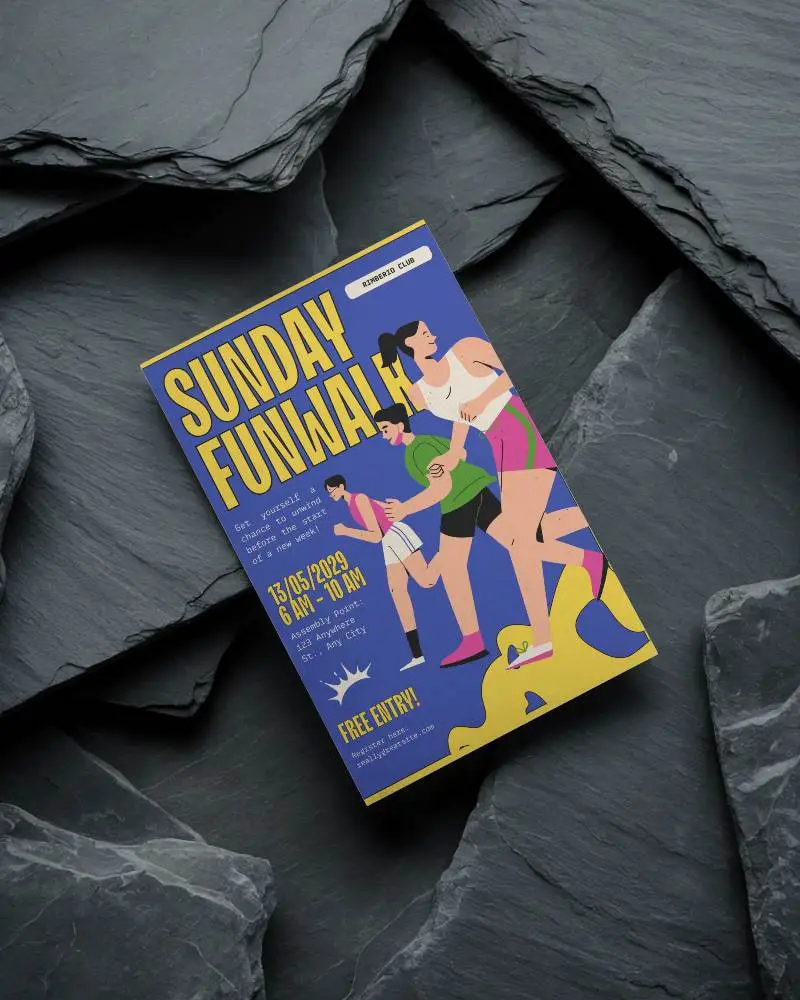 Minimalistic Stone Background With Floating Flyer Mockup For Design Showcases