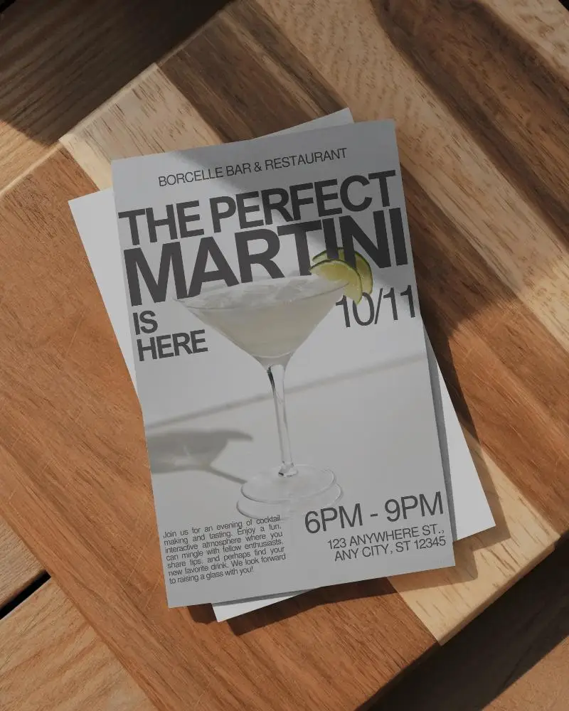 Stacked Minimalist Flyer Mockup On Wood Surface For Modern Marketing