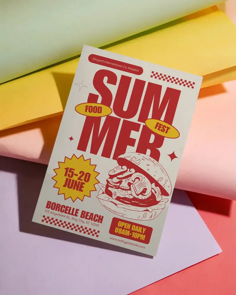 Blank Flyer Mockup On Multilayered Background For Printing Presentation And Design