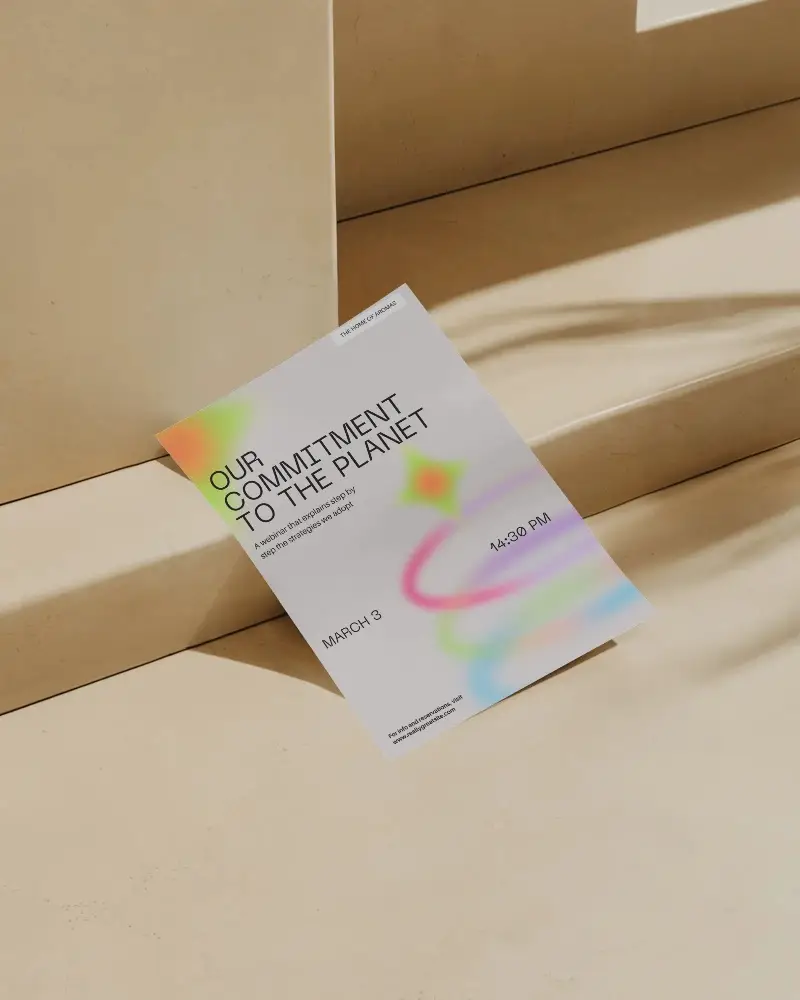 Modern Minimalist Flyer Mockup On Geometric Surface With Natural Light Shadow Effect