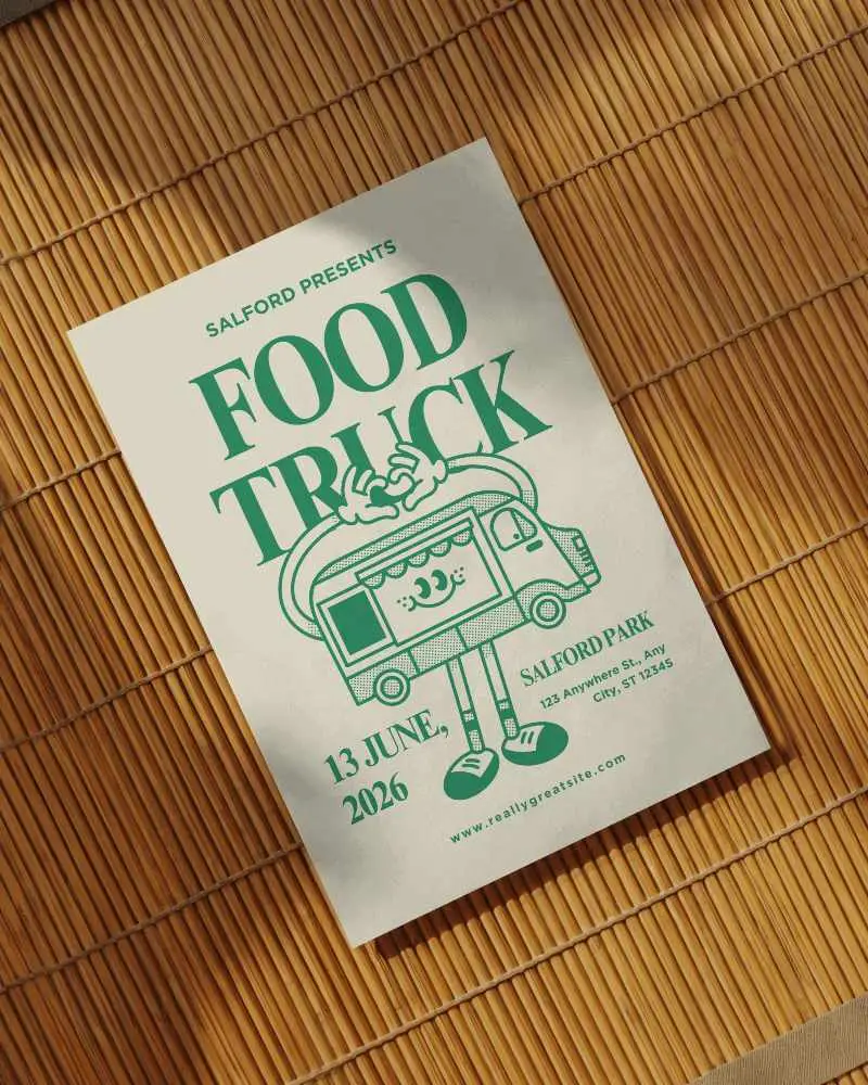 Flyer Mockup With Minimalist Styled Background On Organic Bamboo Textured Surface