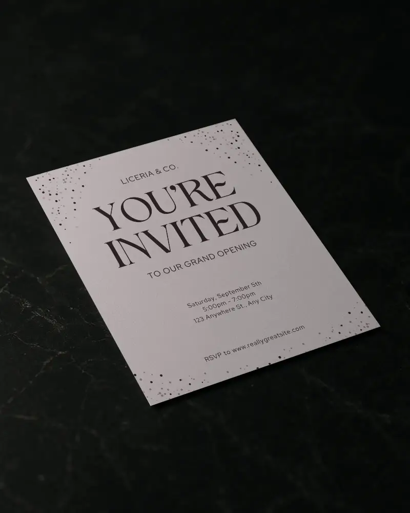 Dark Marble Surface Flyer Mockup Top View With Sleek Elegant Black Tones