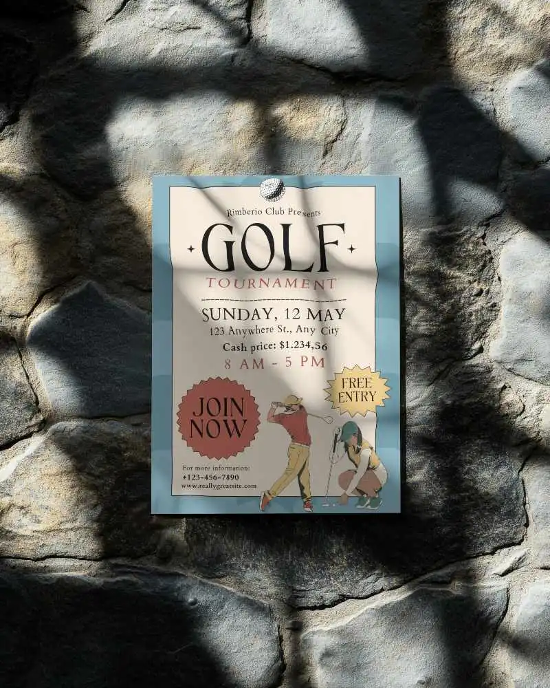 Stone Wall Mounted Flyer Mockup Dramatic Light And Shadow Pattern Play