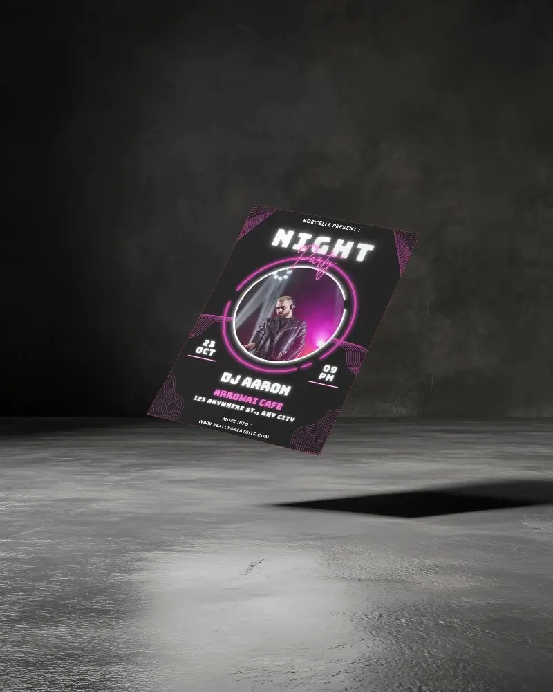 Floating A4 Flyer Mockup Minimal Dark Studio With Subtle Light Reflection