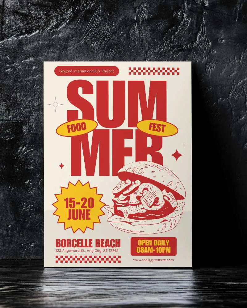 Front Facing A4 Flyer Mockup On Textured Dark Wall With Wood Floor Base