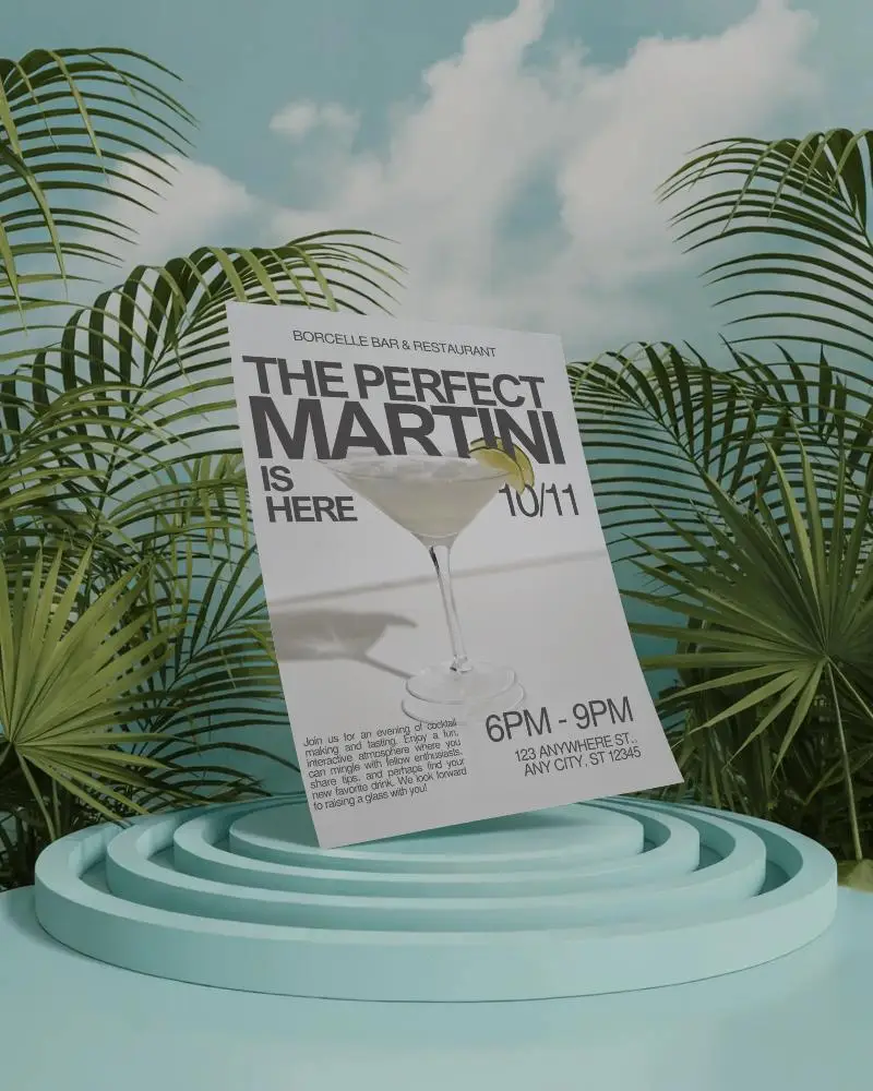 Textured Stone Surface Flyer Mockup In Sunlit Outdoor Setting Architectural Minimal Style