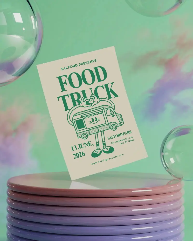 Black Wall Flyer Mockup Leaning On Dark Wooden Tabletop Moody Lighting And Premium Vibe