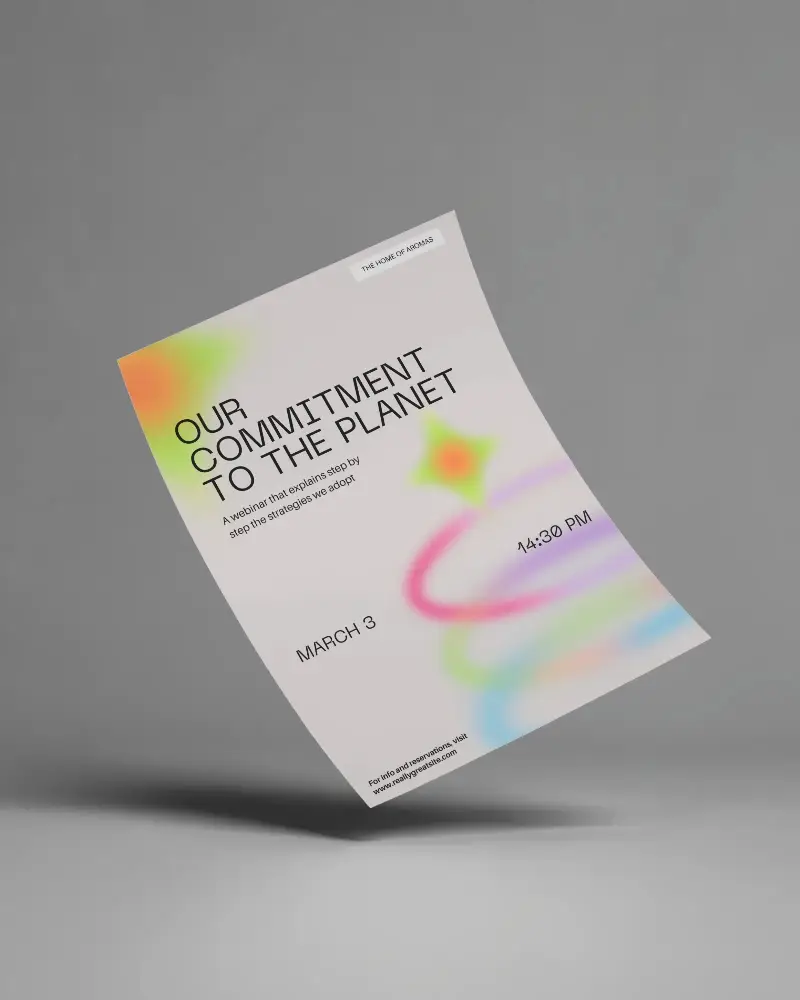 Flyer In Metal Stand Mockup On Marble Podium With Soft Shadow Play Modern Exhibition Display