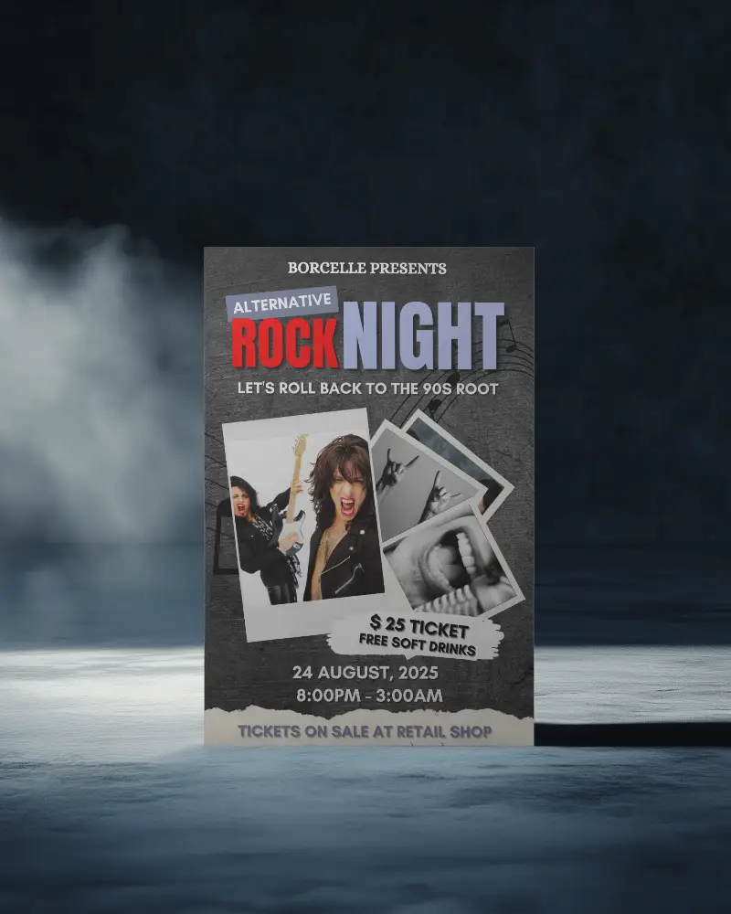 Dramatic Flyer Mockup In Dark Atmosphere With Misty Floor And Focused Spotlight