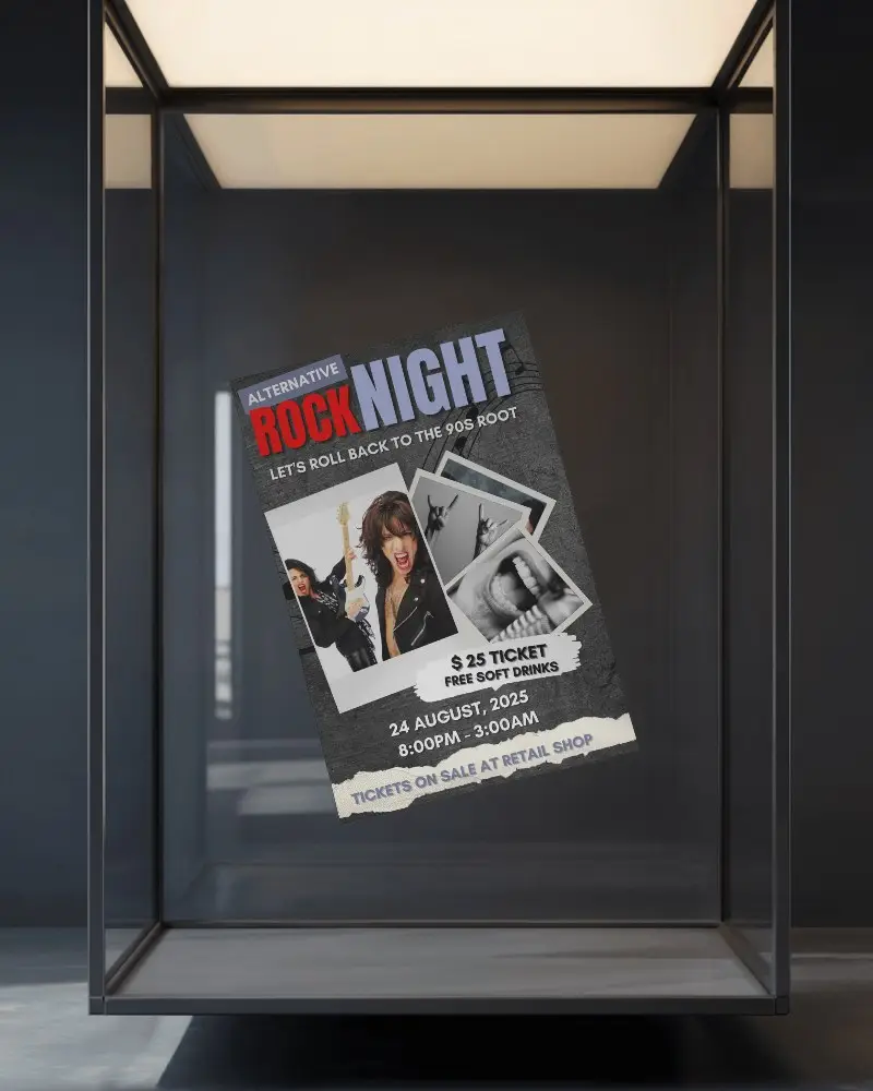 Textured Volcanic Rock Flyer Mockup With Glowing Lava Background And High Contrast Light Shadow Play