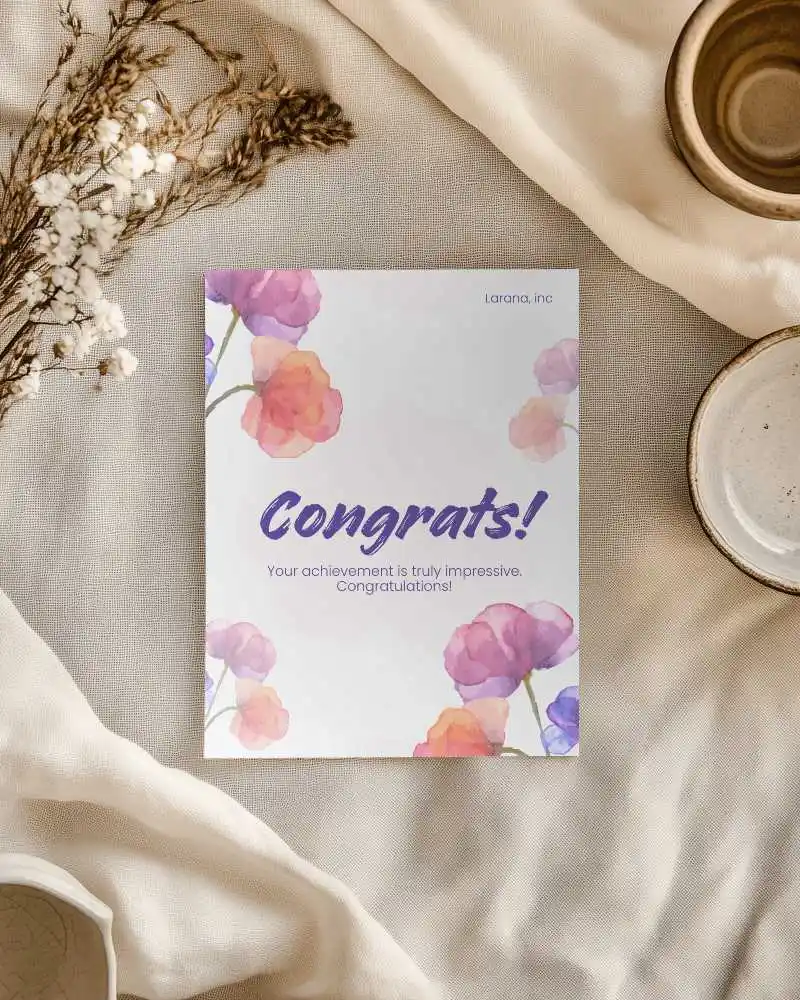 Flat Lay Flyer Mockup On Textile With Neutral Tones Ceramic Cups And Dried Florals In Soft Natural Light