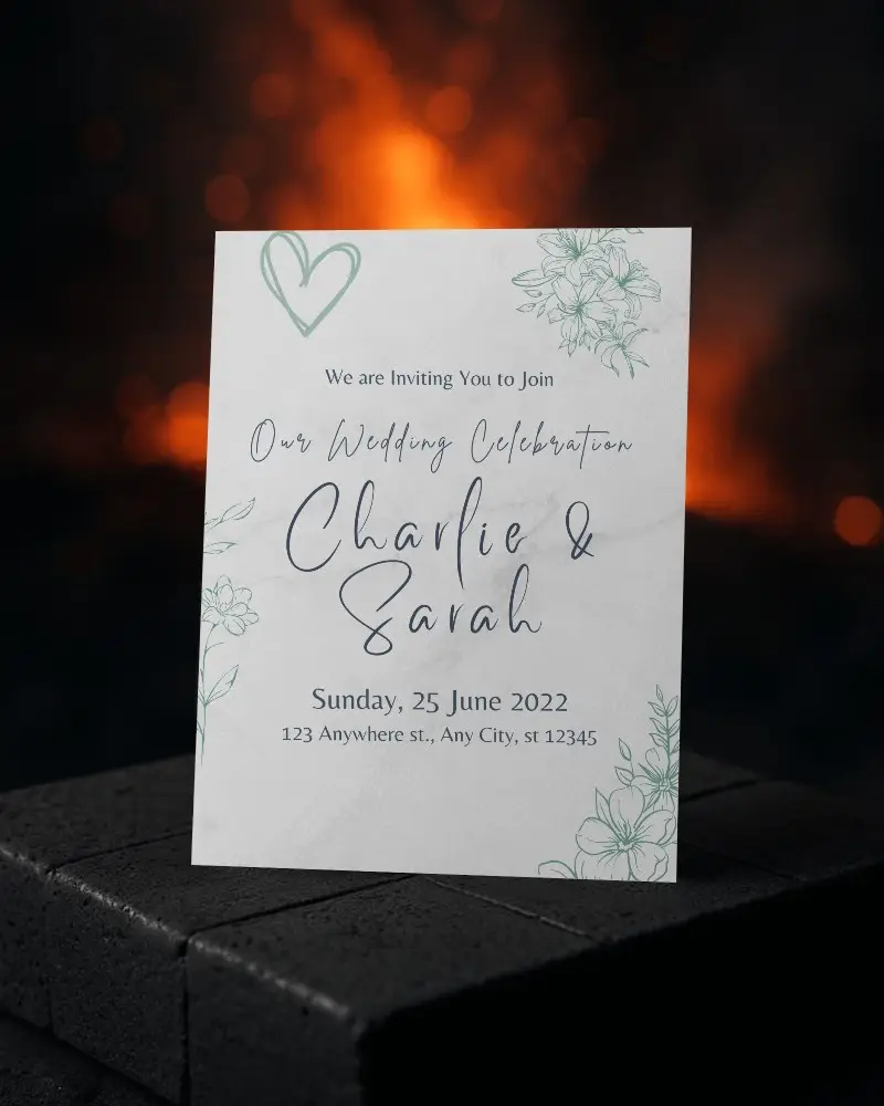 Burning Ember Themed Flyer Mockup On Textured Bricks With Intense Orange Glow And Dark Mood Lighting