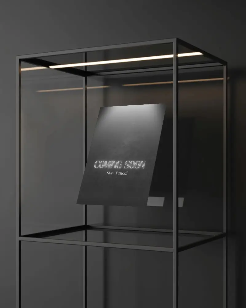 Cube Display Flyer Mockup At An Angle With Soft Overhead Lighting On Dark Background
