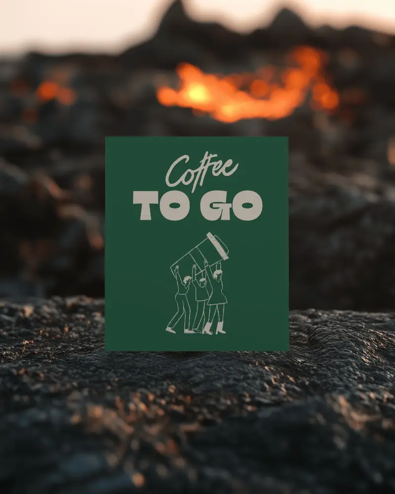 Outdoor Lava Rock Flyer Mockup With Sunset Glow And Volcanic Texture In Blurred Background