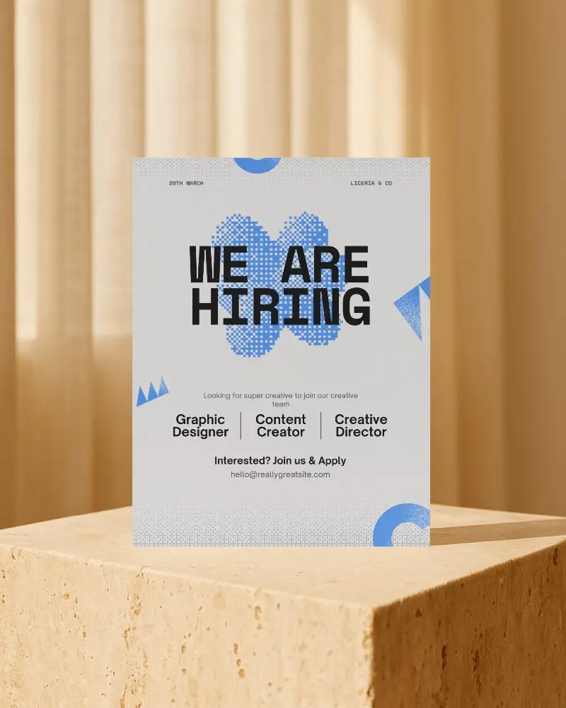 Beige Stone Block Flyer Mockup With Warm Natural Light And Curtains In Background