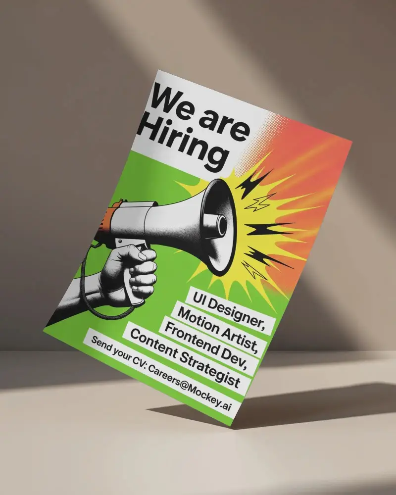 Tilted A4 Flyer Mockup Hovering On Clean Surface With Crisp Light Strips And Subtle Gradient Walls