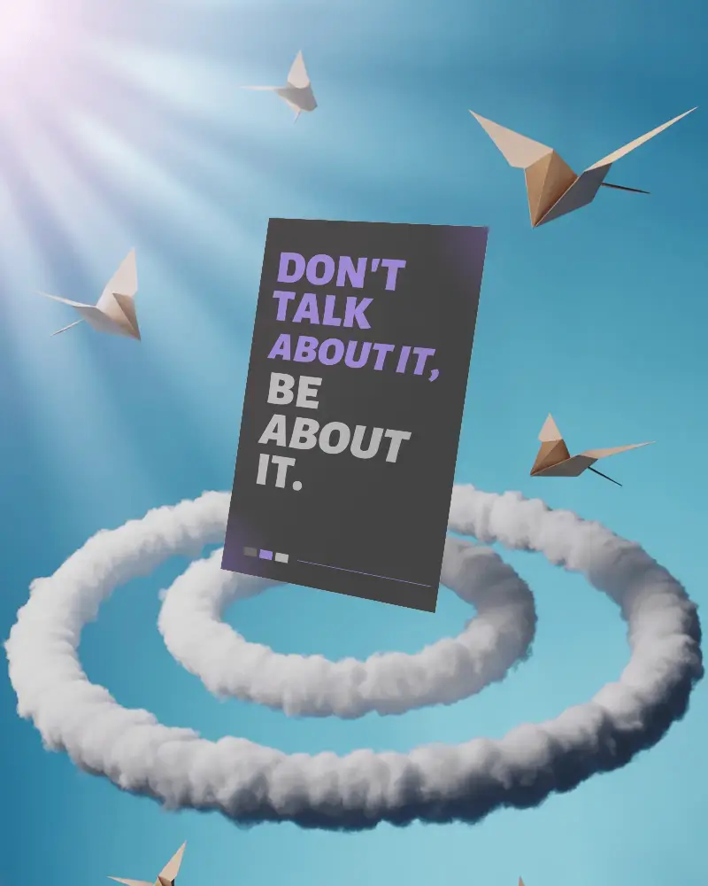 Flyer Mockup Hovering In Sky With Origami Birds And Spiraling Clouds Dreamy Mood