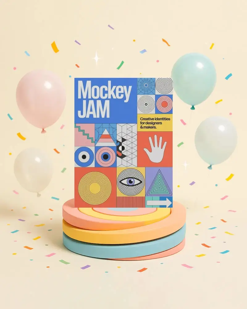 Festive Event Promotion Flyer Mockup With Confetti Balloon Background Design Template