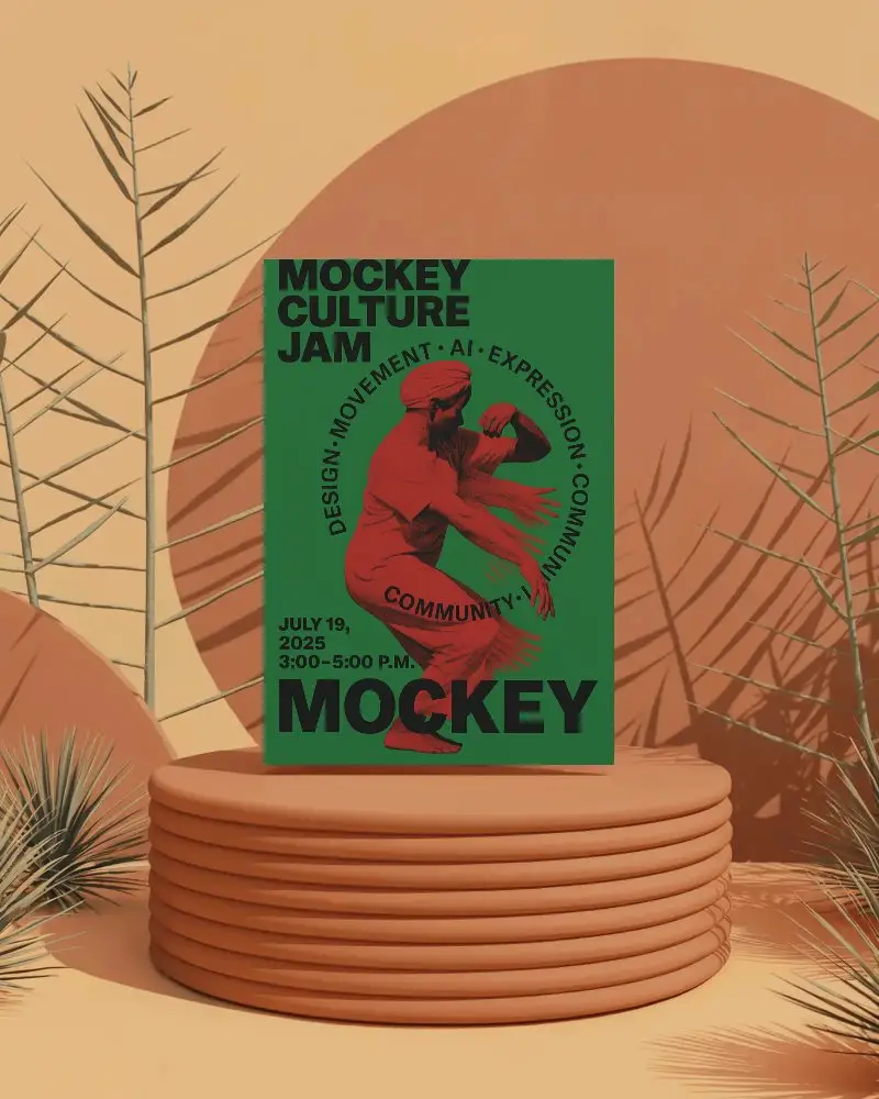 Minimalist Flyer Mockup On Round Podium With Silhouetted Branch Shadow Background