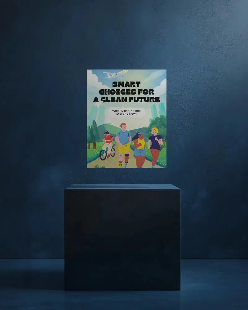 Professional Flyer Display Mockup With Stand Against Textured Wall For Marketing Use