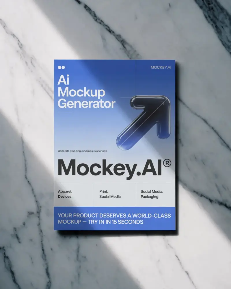 Minimalist Flyer Mockup With Marble Background And Natural Light Shadow Effects