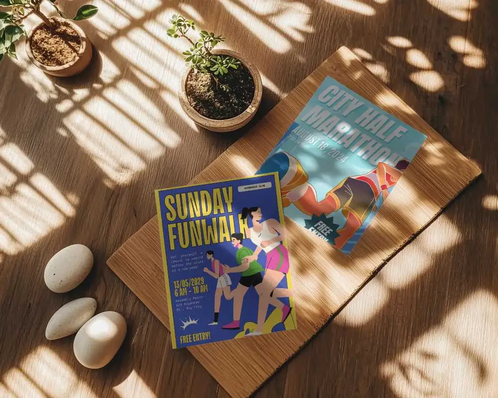 minimal-flyer-mockup-on-wooden-board-with-natural-light-and-plant-pot-decoration-0338