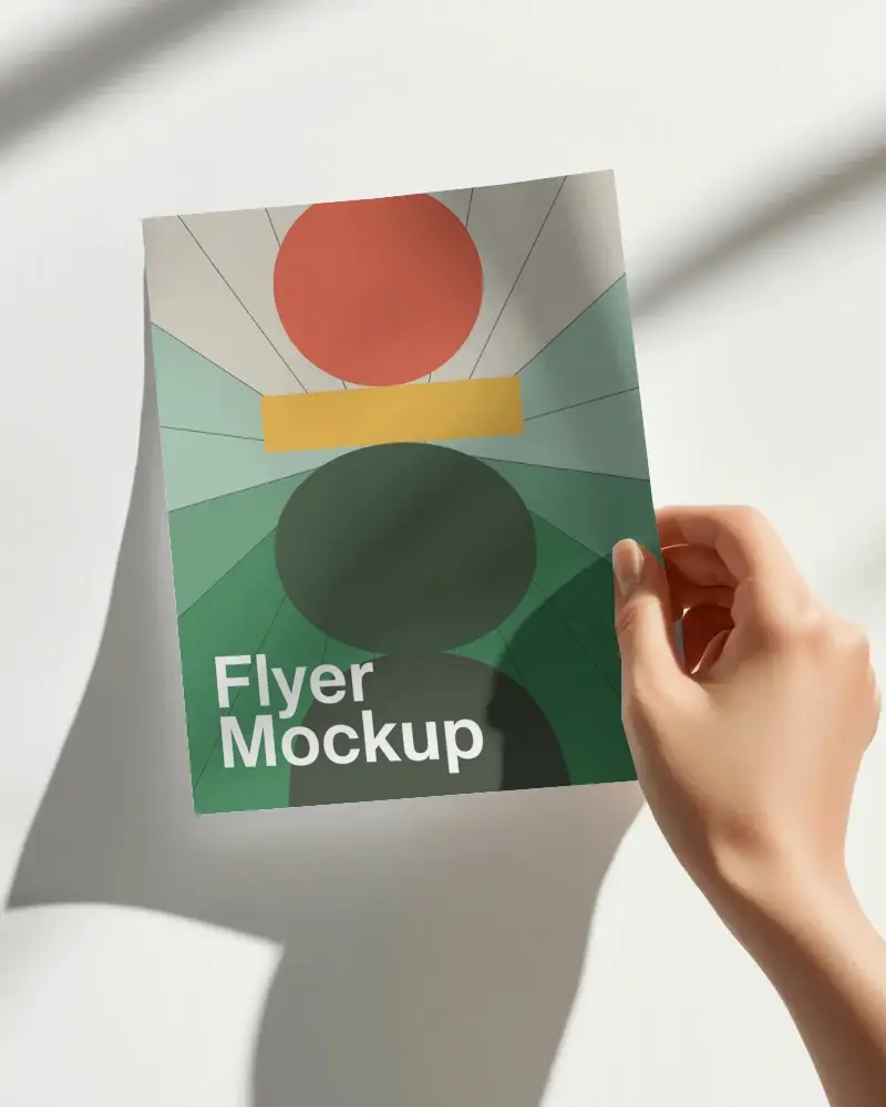 realistic-hand-mockup-showing-flyer-paper-shadow-light-for-design-presentation