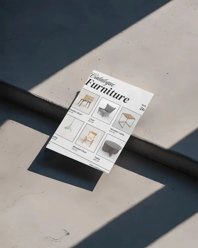 minimalist-flyer-mockup-on-concrete-stairs-with-strong-shadow-play-for-design