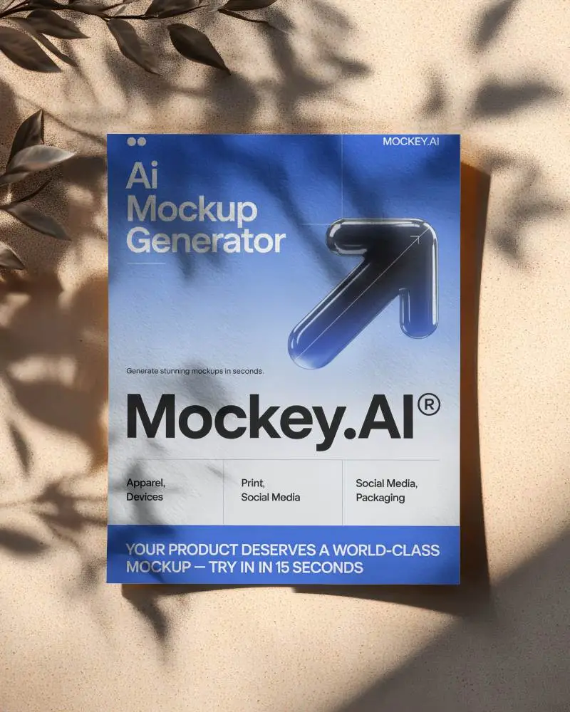 Natural Light Leaf Shadow Flyer Mockup Minimalist Design Flat Lay Stylish Display