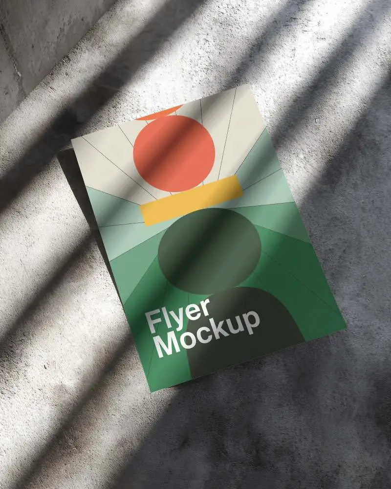 Minimalistic Flyer Template On Gritty Floor Background Under Soft Light Shadow