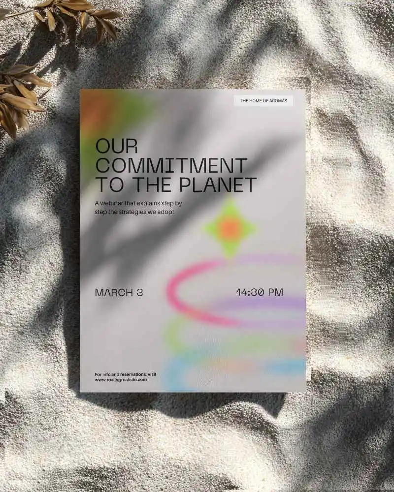 Elegant Minimalist Flyer Mockup With Natural Shadow Texture On Grainy Surface Background