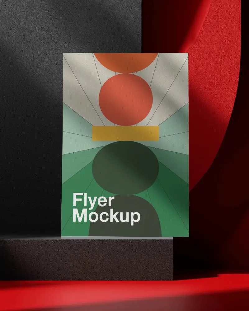 Modern Minimalist Flyer Mockup With Texture Shadows And Abstract Background
